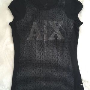 Since 1991 AIX Armani Exchange Cotton T Shirt Womens Black Top Size Small
